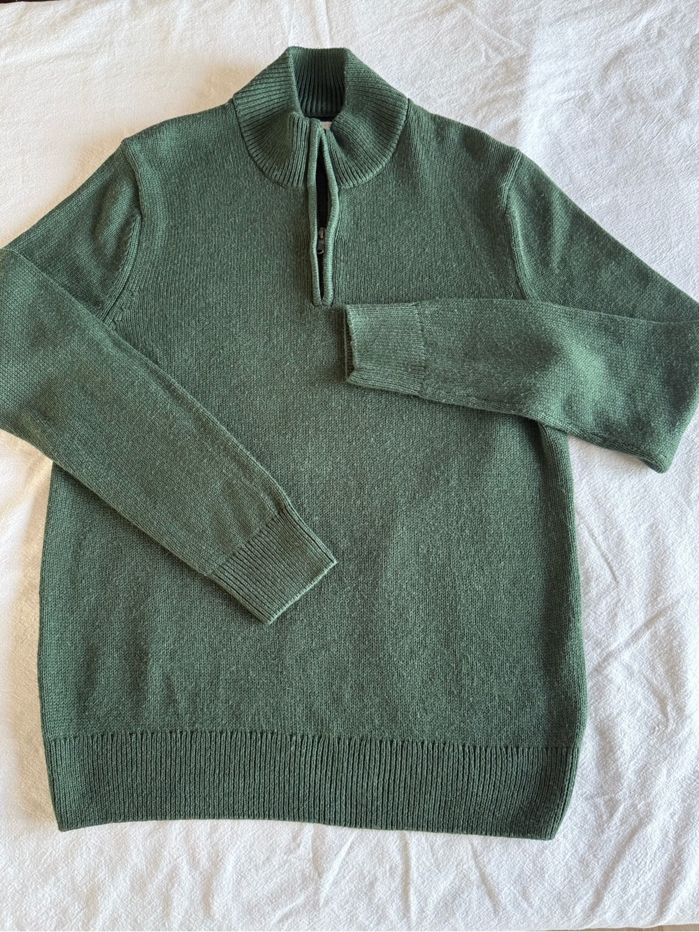 Men's Green Half-Zip Mock Neck Coastal Classic Knit Sweater Medium
